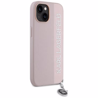 Karl Lagerfeld Saffiano Rhinestones & Charm ümbris jaoks iPhone 15 / 14 / 13 - roosa