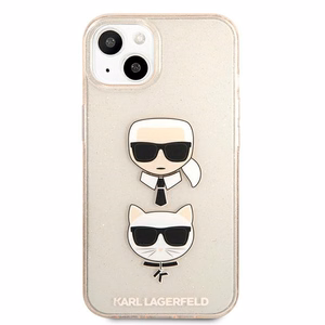 Karl Lagerfeld Glitter Karl's & Choupette Head Case iPhone 13 mini jaoks - kuldne