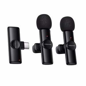 Borofone Lavalier juhtmevaba mikrofon BFK16A Winner Type C must - 2 tk