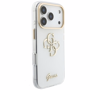 Guess IML 4G Script Metal ümbris iPhone 18 Pro / 17 Pro jaoks, valge