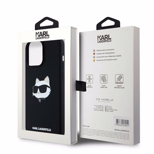 Силиконовый чехол Karl Lagerfeld Choupette Head MagSafe для iPhone 15 Pro Max - чёрный