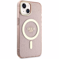 Guess GUHMP14MHCMCGP iPhone 14 Plus 6.7" roosa/roosa hardcase Glitter kuldne MagSafe