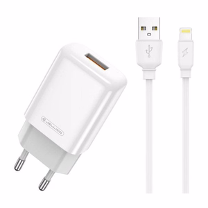 Laadija Jellico EU01 2.4A USB-A + USB-A to Lightning kaabel 1.0m valge
