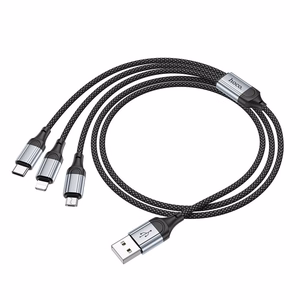 3in1 kaabel USB A Lightning / Micro USB / USB C Hoco 2,4A 1 m X102 must