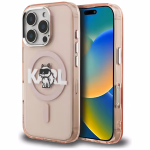 Karl Lagerfeld IML Choupette Sketch Logo MagSafe чехол iPhone 16 Pro Max - розовый