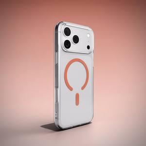 Puro Lite Mag TPU+PC Ümbris Compatible with MagSafe jaoks iPhone 17 Pro - Läbipaistev with Oranž Ring