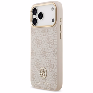 Guess 4G Strass Logo & Big Strap Metal Buttons MagSafe Ümbris jaoks iPhone 17 Pro Max - Roosa