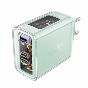Acefast GaN Laadija 65W 3 ports (1xUSB, 2xUSB C) roheline (A45)