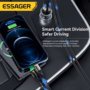 Autolaadija Essager Thumb läbipaistev (must) 33W (1xUSB QC3.0 / 1xPD)
