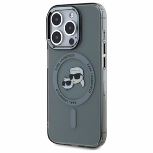 Karl Lagerfeld KLHMP15XHLSKCK Чехол iPhone 15 Pro Max 6.7" чёрный/чёрный IML металлические головы Karl&Choupette MagSafe