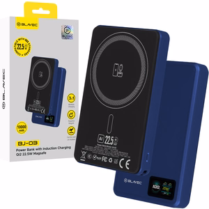 Blavec akupank 10000mAh BJ-03 Slim 13,5mm - Type C - 22,5W magnetiline Magsafe 3 in 1 (PBBJ03-MC10N) tumesinine alumiinium
