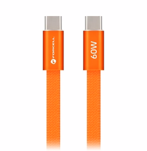 Kaabel USB C USB C Forcell F-Energy QC4.0 PD 3A 60W Cafule Flat 1,2 m CCFN23 oranž