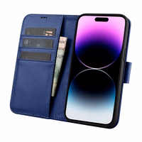 iCarer Rahakott ümbris 2in1 Cover iPhone 14 Pro Max nahast Flip Case Anti-RFID sinine (WMI14220728-BU)