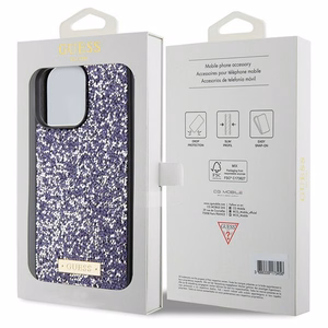 Guess Rhinestone Metal Logo чехол для iPhone 15 Pro - розовый