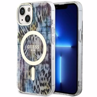 Guess Leopard MagSafe ümbris jaoks iPhone 14 - sinine