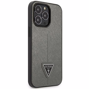 Guess GUHCP14XPSATLG iPhone 14 Pro Max 6.7 "hõbedane / hõbedane hardcase SaffianoTriangle Logo