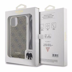 Guess Crossbody Cord 4G Print ümbris jaoks iPhone 15 / 14 / 13 - brown