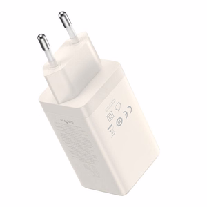 Сетевое зарядное устройство Baseus GaN5 2x USB-C + USB, 65W + кабель 1m (белое)