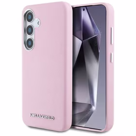 Karl Lagerfeld Saffiano Full Wrapped Elongated Metal Logo MagSafe Ümbris jaoks Samsung Galaxy S25+ - roosa