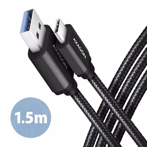Axagon USB-C USB3.2 kaabel 1.5m must BUCM3-AM15AB