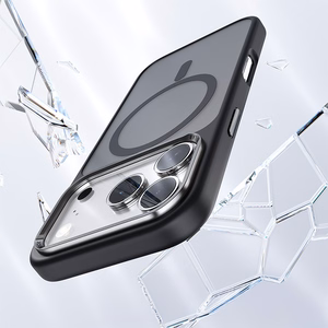 Rock Guard Touch Matte Series Magnetic Ümbris jaoks Iphone 17 Pro must (metal lens frame)