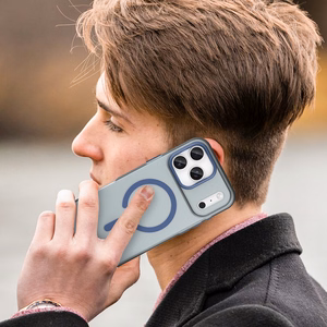 Magnetic Abrasive iPhone 17 Pro Max Ümbris Compatible with MagSafe - Matt Sinine