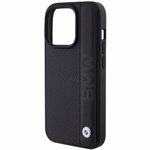 BMW Leather Textured & Stripe ümbris jaoks iPhone 15 Pro - must
