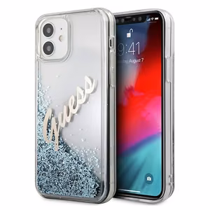 Guess GUHCP12SGLVSBL iPhone 12 mini 5.4" sinine/sinine kõvakaaneline Glitter Vintage Script korpus