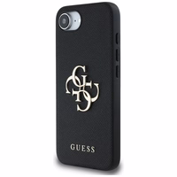 Guess PU Grained 4G Metal Logo ümbris jaoks iPhone 16e - must