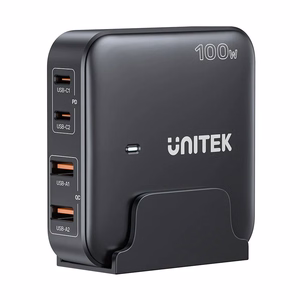 GaN võrgulaadija - Unitek P1229ABK01-EU | 100W 2x USB-C 2x USB-A