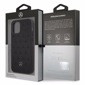 Mercedes nahast tähtede mustriga ümbris iPhone 12 Pro Max'ile - must