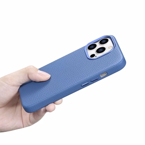 iCarer Litchi Premium nahkkott iPhone 14 Pro Max magnetiline nahkkott MagSafe helesinine (WMI14220712-LB)