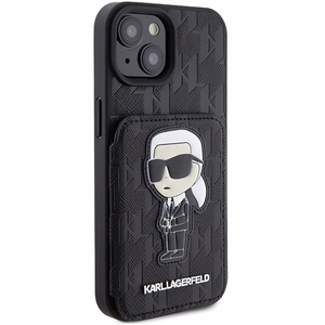Karl Lagerfeld Saffiano Cardslots and Stand Monogram Ikonik Patch ümbris jaoks iPhone 15 - must