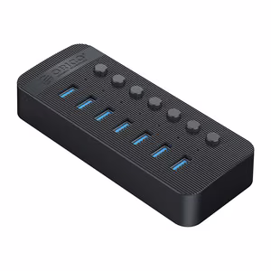 Orico CT2U3-7AB 7x USB-A 3.0 jaotur lülititega - must