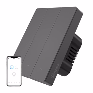 Умный WiFi настенный выключатель SONOFF M5-3C-80 (3-канальный, для рамки, графит)
