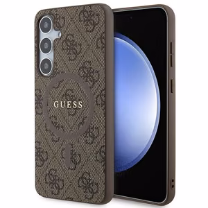 Guess 4G Collection Leather Metal Logo MagSafe ümbris jaoks Samsung Galaxy S24+ - brown