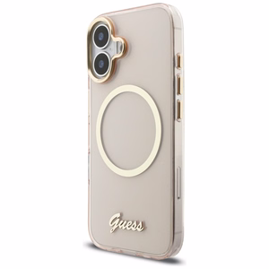 Guess IML Script Metal MagSafe Ümbris for iPhone 17 - roosa