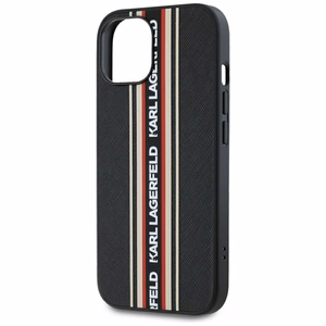 Karl Lagerfeld Saffiano Athleisure Stripes Cord iPhone 15 Ümbris - Punane