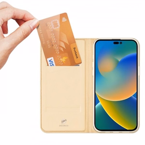 Dux Ducis Skin Pro Case for Samsung Galaxy S23+ Flip Card Wallet Stand Gold