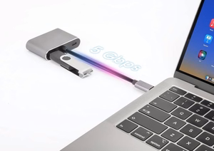 USB Type-C хаб 4-в-1 USB 3.0 + PD 100W + HDMI 4k30Hz + VGA FullHD