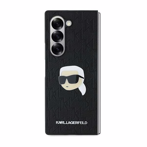 Karl Lagerfeld Saffiano Monogram Head Pin Ümbris jaoks Samsung Galaxy Z Fold 6 - Must