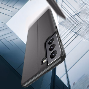 Eco Leather View Case elegantne ümbris Samsung Galaxy S22 + (S22 Plus) sinisele Samsung Galaxy S22 + (S22 Plus) klappkattega ja statiivi funktsiooniga ümbris
