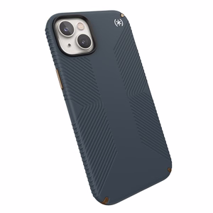 Speck Presidio2 Grip ümbris seadmele iPhone 15 Plus / 14 Plus, libisemiskindla haardega, Charcoal / Cool Bronze / Slate värvikombinatsioon