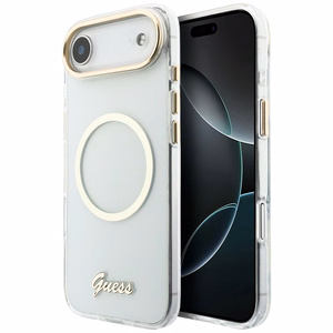 Guess IML Script Metal MagSafe Ümbris for iPhone Air - Clear