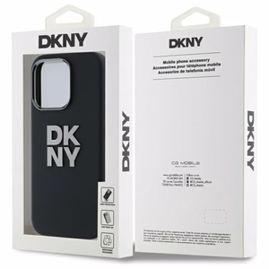 DKNY Liquid Silicone Metal Logo iPhone 16 Pro Ümbris - Must