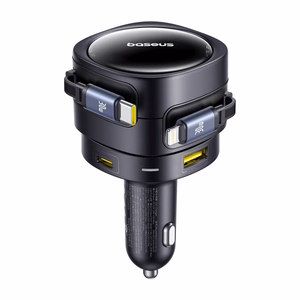 Baseus Enjoyment Max car laadija with USB-C+Lightning cables and USB-A+USB-C ports 90W must