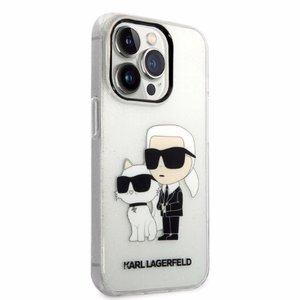 Karl Lagerfeld Glitter Karl&Choupette ümbris iPhone 14 Pro jaoks – läbipaistev