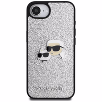 Karl Lagerfeld Fixed Glitter Ikonik Metal Pin ümbris jaoks iPhone 16e - hõbedane
