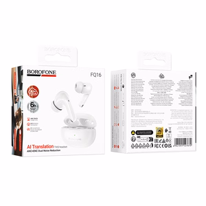 Valged TWS Bluetooth kõrvaklapid Borofone FQ16 Star, ANC+ENC, Smart AI