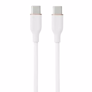 Silicone Kaabel USB Type-C - Type-C, 60W, (valge, 1m)